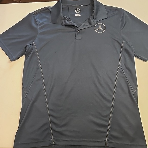 Other - Mercedes Benz Men's Large L Polo Shirt‎ Logo Navy Blue Gray Golf Casual